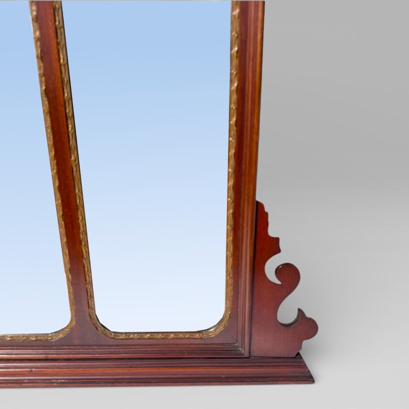 Antique 19th Century Chippendale Style Carved Mahogany & Gilt Wall Mirror - Image 10